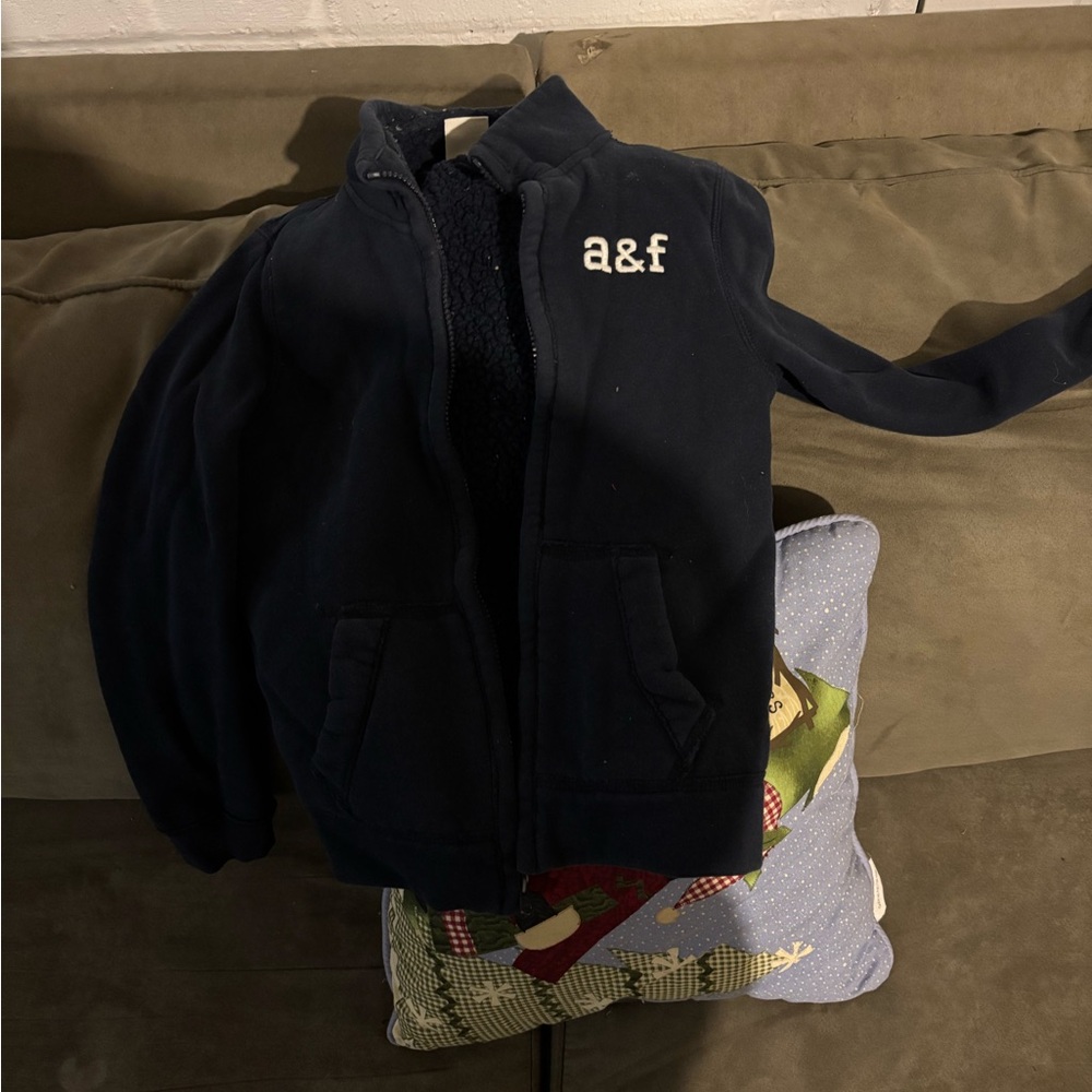 Abercrombie & Fitch Kids Dark Blue Sherpa Lined Sweatshirt
